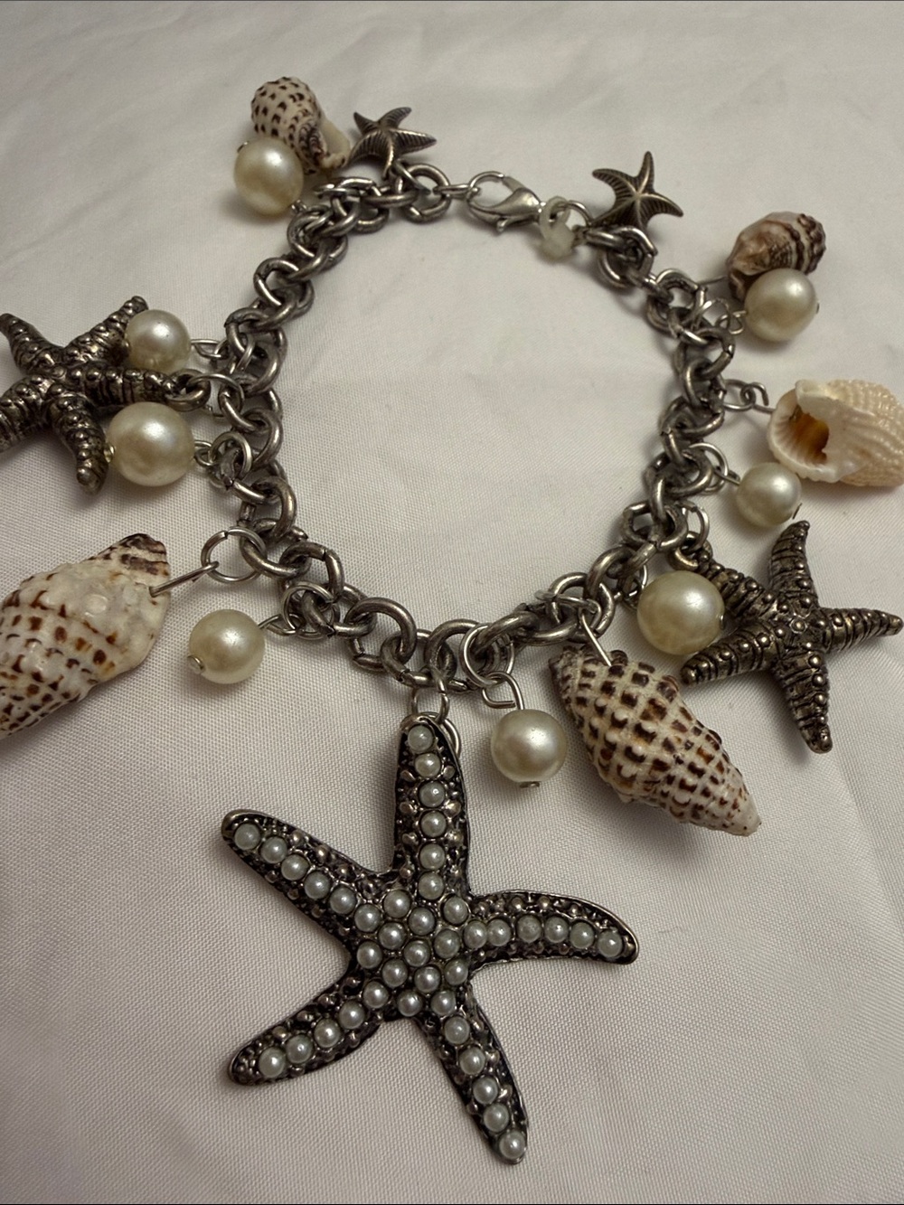 Pearl & Shell Starfish Seaside Charm Bracelet